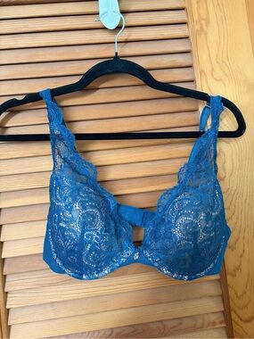 Third Love 24/7 lace contour plunge underwire bra in blue size 36B 1/2